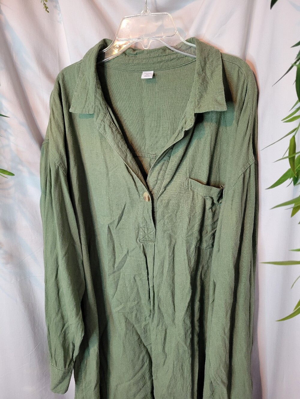Old Navy Olive Green Long Sleeve Shirt Dress - Picture 4 of 11